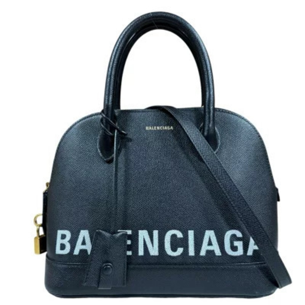 Balenciaga Ville Top Handle Bag Shoulder Leather Black